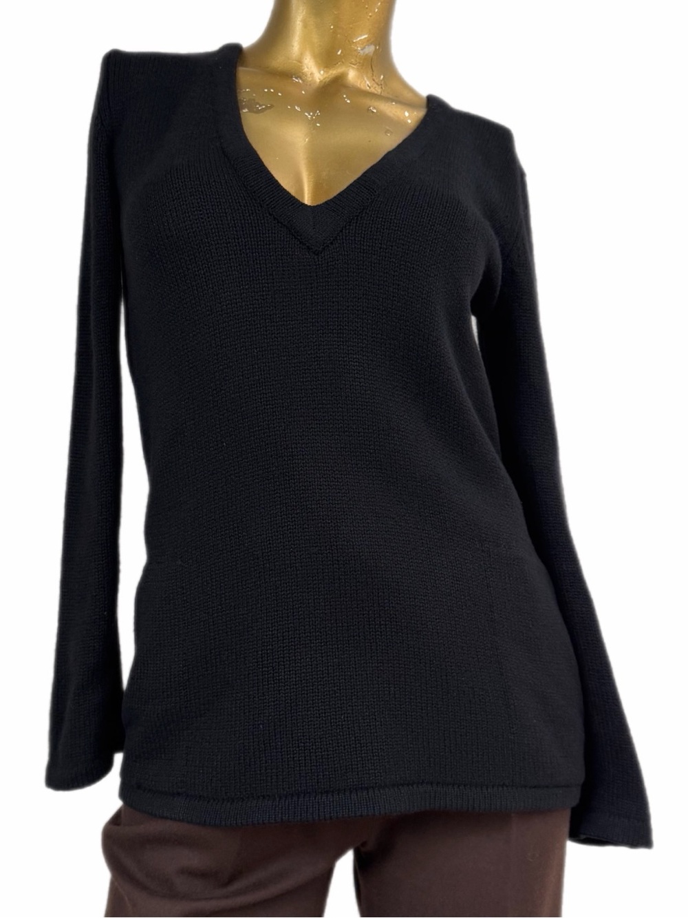 Vintage Calvin Klein 100% Cashmere pullover Black V Neck Sweater Size S
